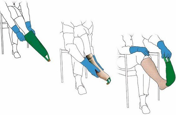 compressiekousen aantrekken met easy slide aantrekhulp