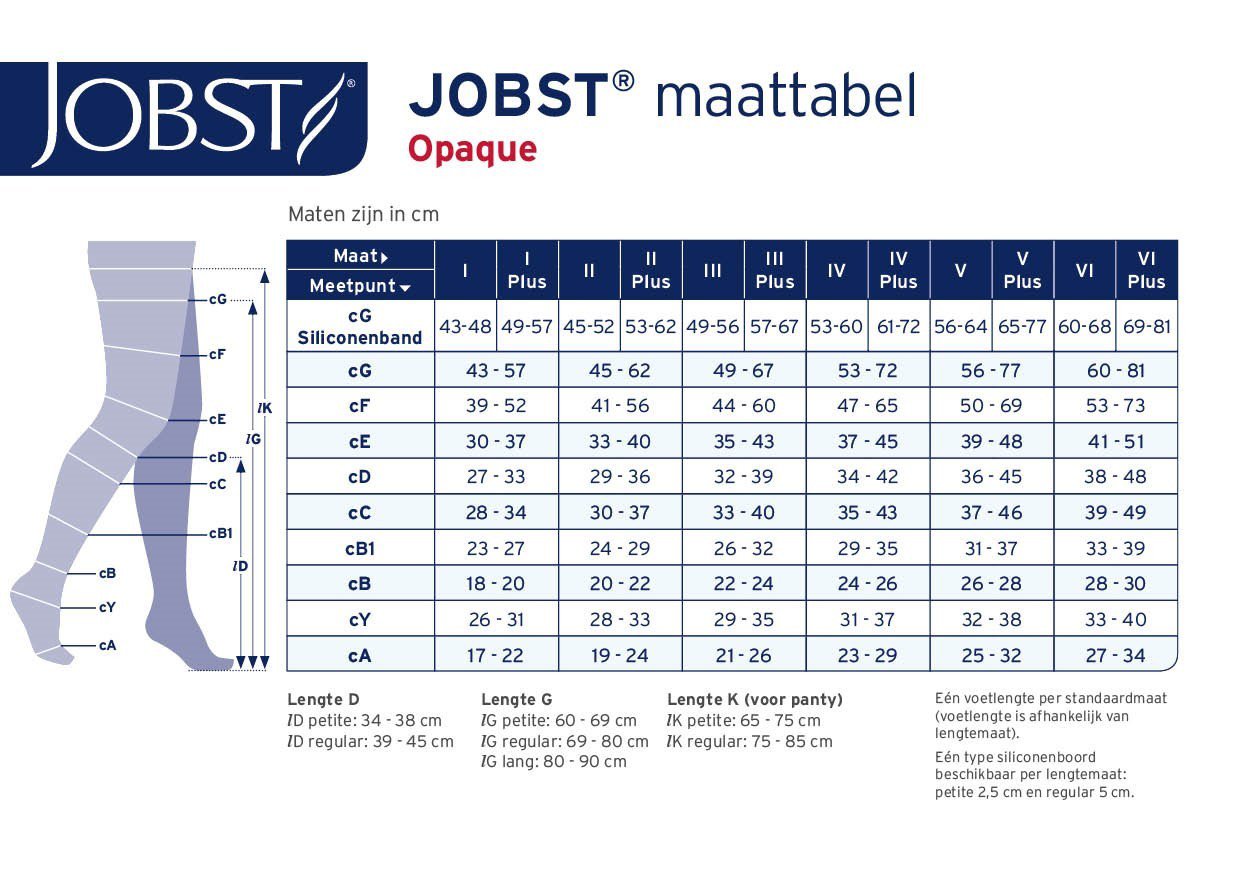 jobst opaque maattabel